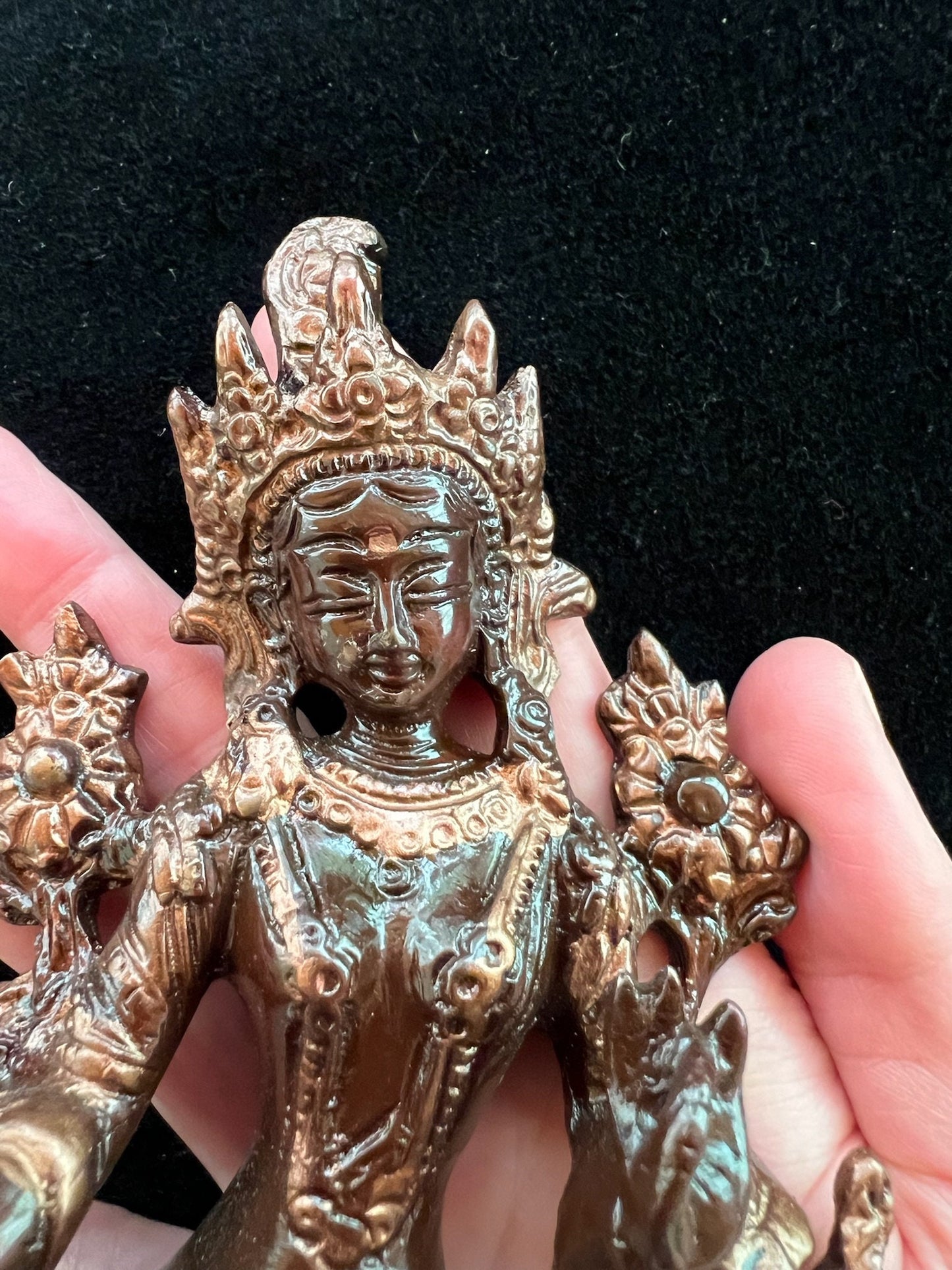 Medium Green Tara Statue | Brass | Handmade | 6 inches | Dolma | India - The Incense Stick