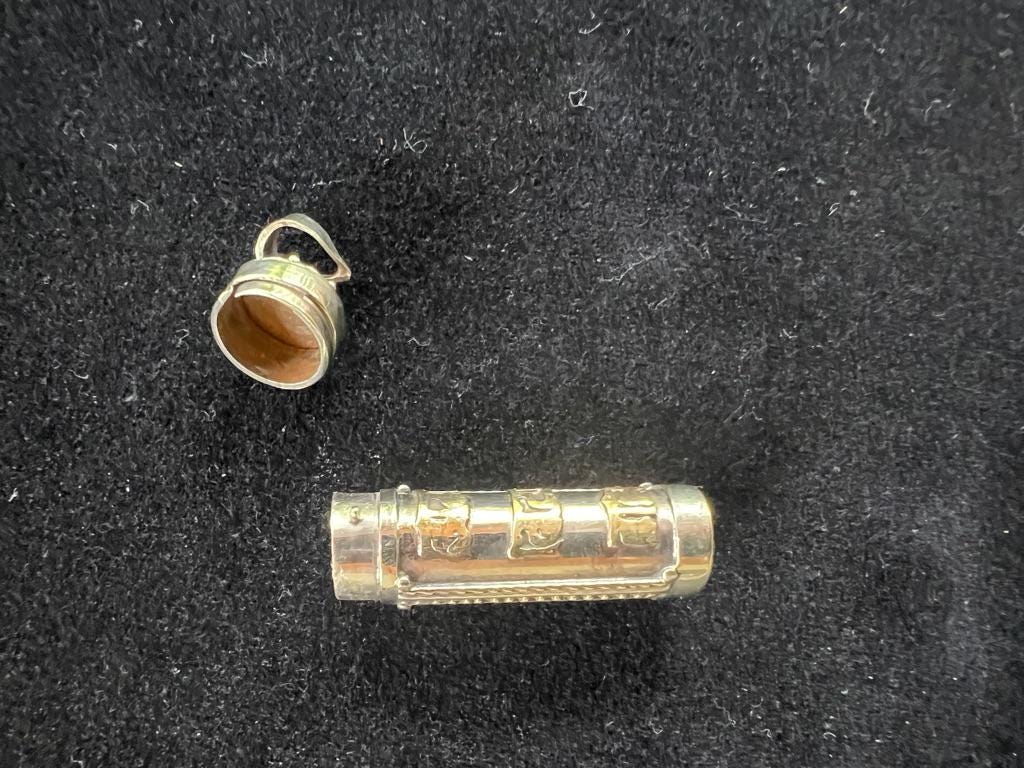 Ghau Tube Pendant | Metal | 2 in cylinder | Nepal | Locking lid | Mantras | Gau - The Incense Stick