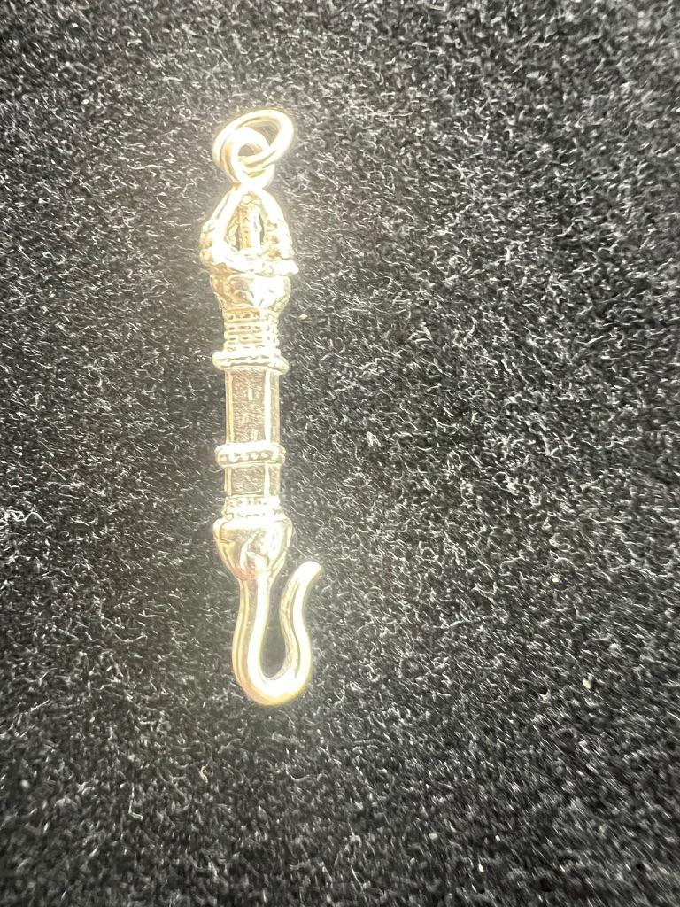 Silver Vajra Hook Pendant | 925 Sterling Silver | Approx. 1.25in | Magnetization | Pendant Only | Vajra Weapon | Kurukulle - The Incense Stick