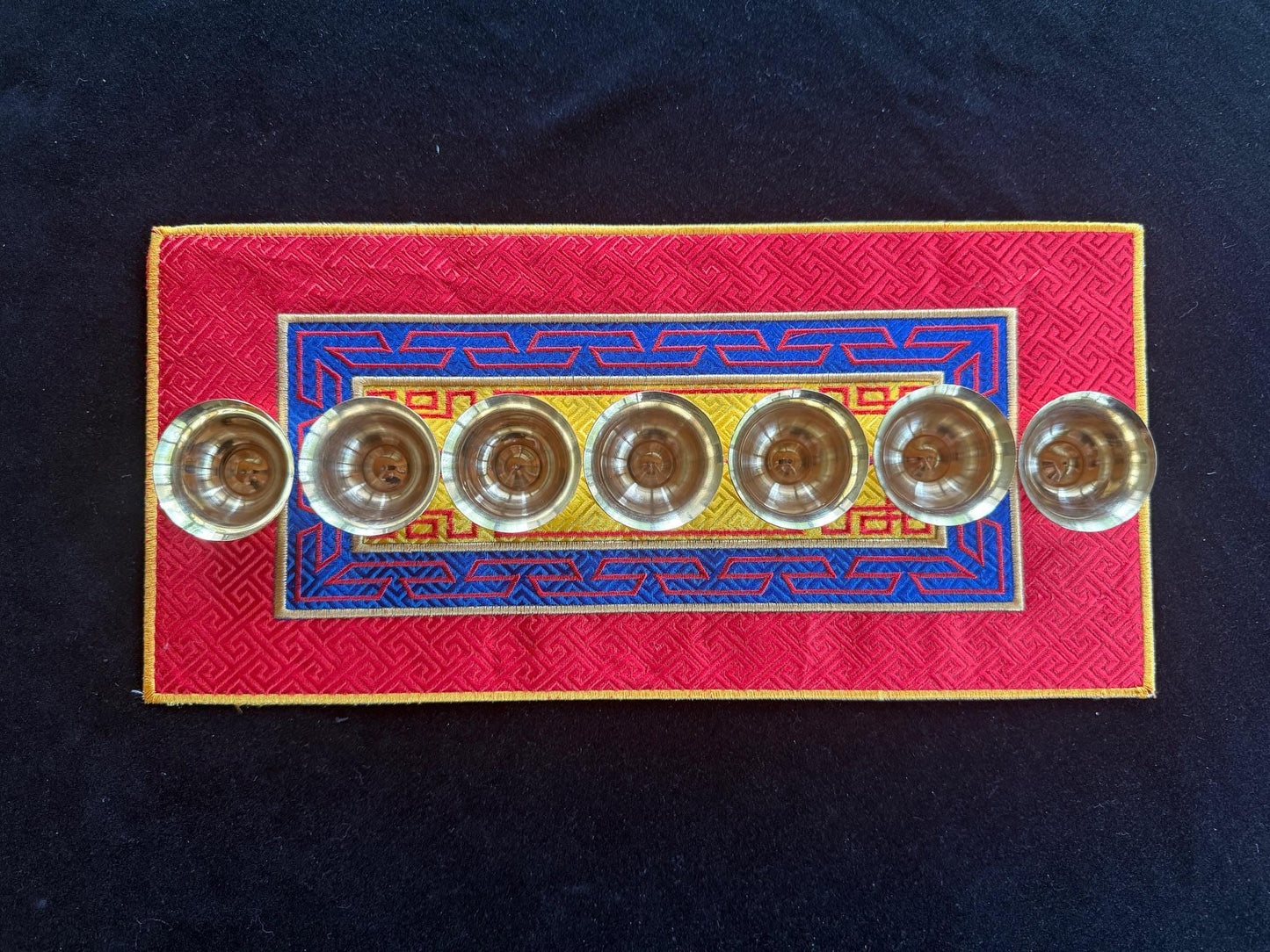 Tiny Tibetan Buddhist Water Offering Bowls | Nepal | 1.2 inches | Brass | Set of 7 - The Incense Stick