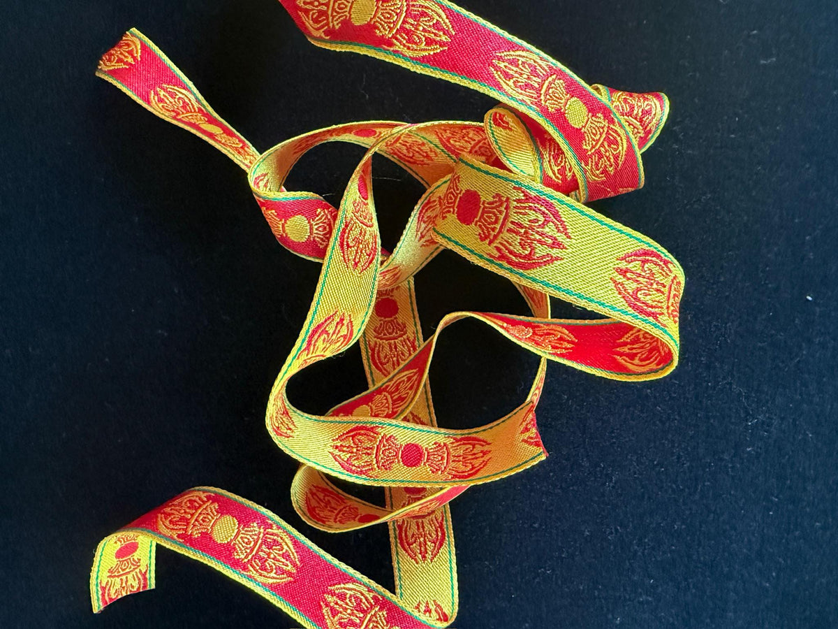 Dorje Embroidered Ribbon | 3/4 in wide | 1 yard | Reversible