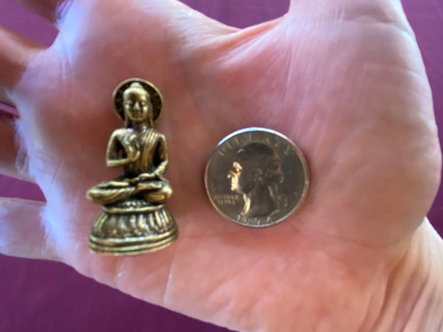 Tiny Brass Buddha Statue | Handmade | 1.25 inches by .50 inches - The Incense Stick