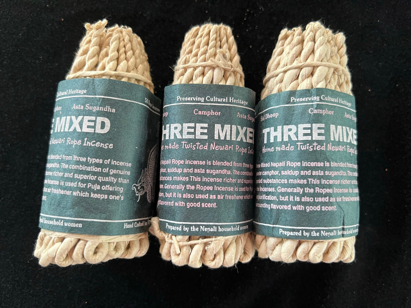 Three Mixed Nepali Rope Incense | 50 ropes | 4 inches | Herbal Dhoop - The Incense Stick