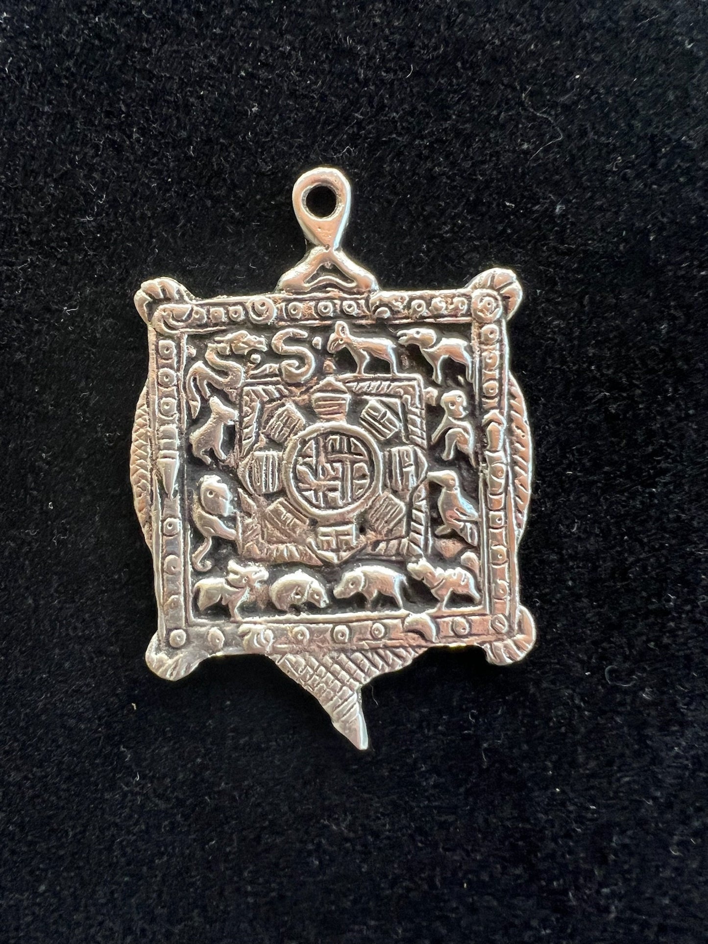 Tibetan Astrological Amulet or Door Plaque | Metal | 2 in by 3 in | Protection Blessing | Zodiac | 8 Trigrams | 9 Magic Squares | Feng Shui | Astrology - The Incense Stick