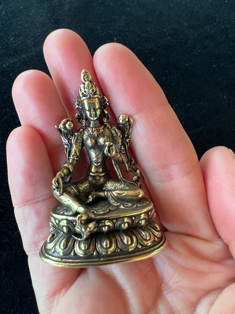 Deluxe Small Green Tara Statue (Shiny Finish) | Handmade |2.17 inches | Dolma | Polished Finish - The Incense Stick