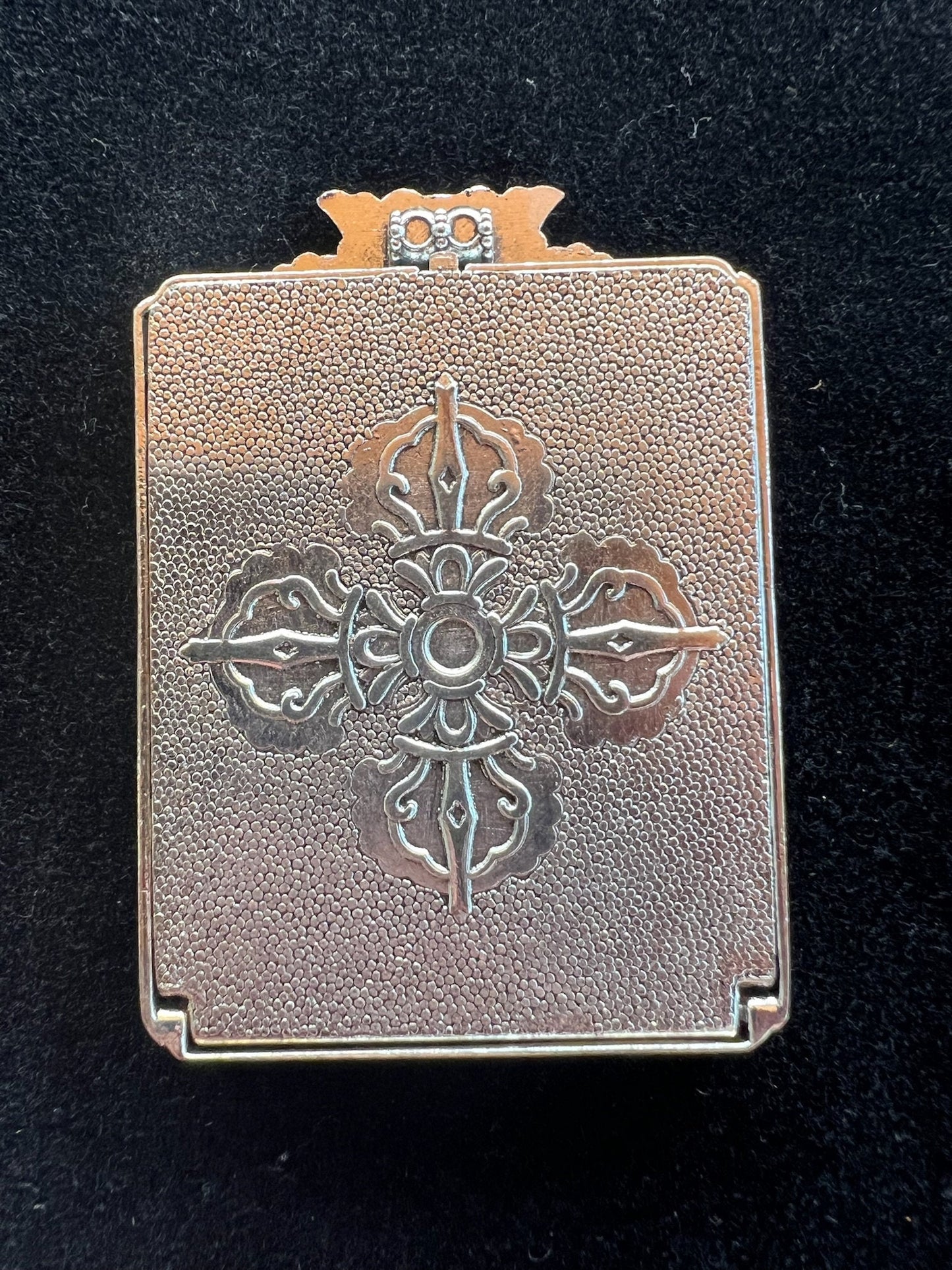 Tiny Thangka Green Tara Locket Pendant | Approx 1.5 in by 2 in | Nepal | Gau - The Incense Stick