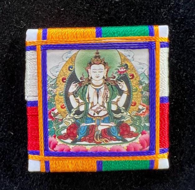 Chenrezig Protective Amulet | | 2 in by 2 in | Protection Blessing | Bodhisattva of Compassion - The Incense Stick