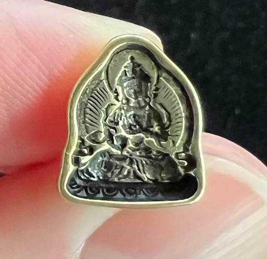 Tiny Buddha Tsa Tsa Charm | Metal | Approx 3/8in x 1/4in | Tibet | Mala Counter - The Incense Stick