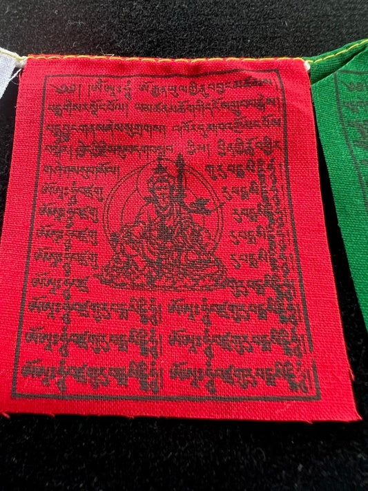 Tiny Guru Padmasambhava Tibetan Prayer Flags | 2.7in x 3.3in | 1 set of 10 flags | Guru Rinpoche - The Incense Stick