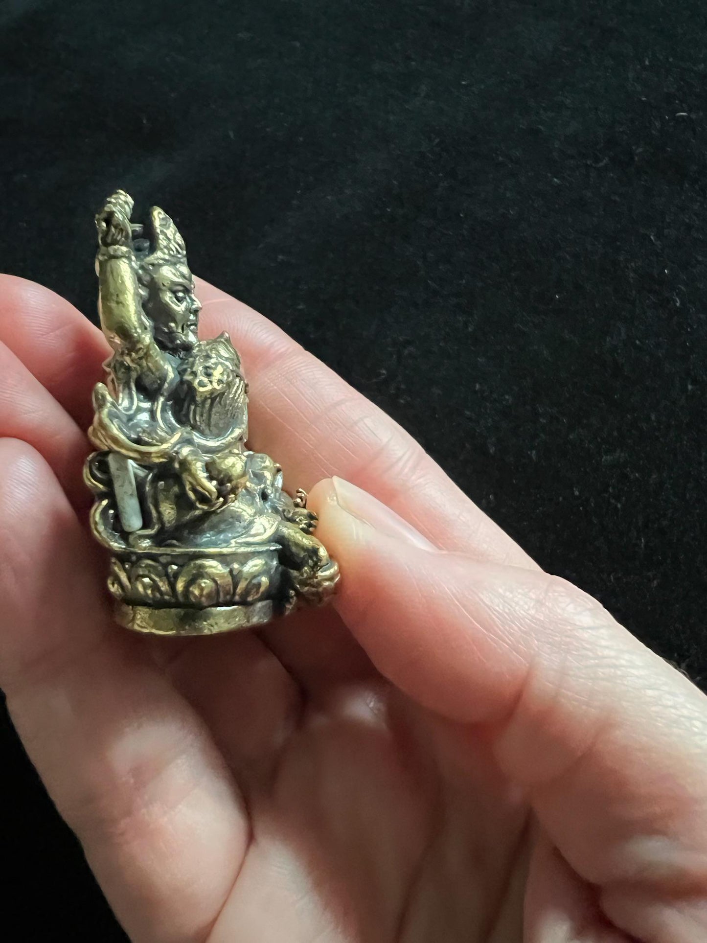 Deluxe Small Green Dzambhala with Consort Statue | Handmade | 1.75 inches | Karma Family | Vasudhara (Tara) and Amoghasiddhi - The Incense Stick