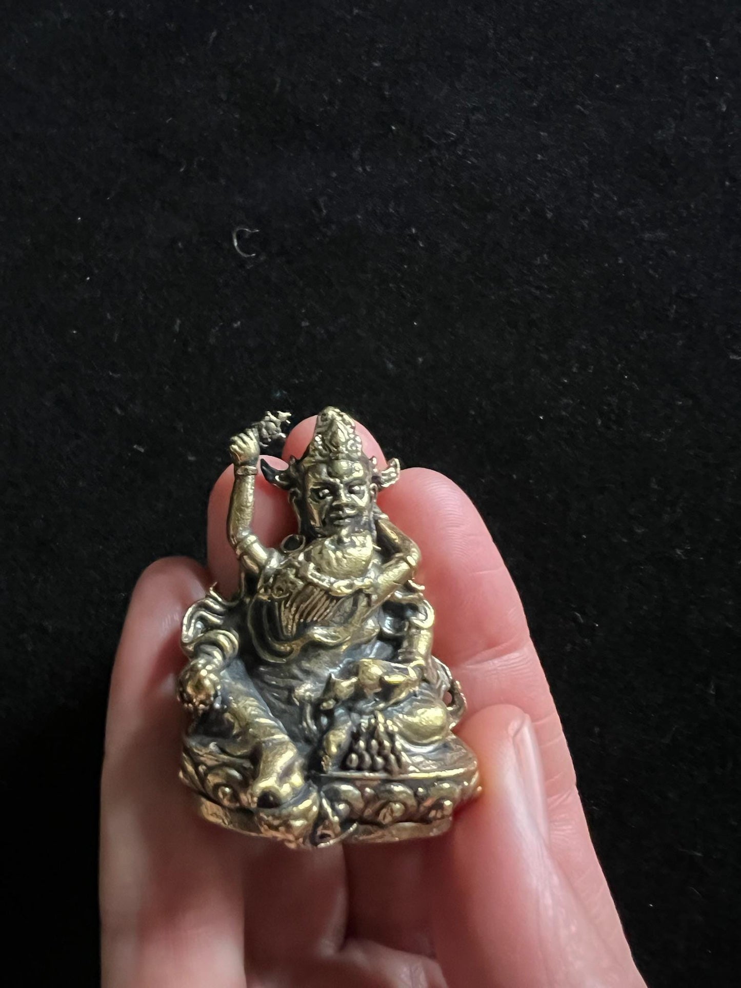 Deluxe Small Green Dzambhala with Consort Statue | Handmade | 1.75 inches | Karma Family | Vasudhara (Tara) and Amoghasiddhi - The Incense Stick