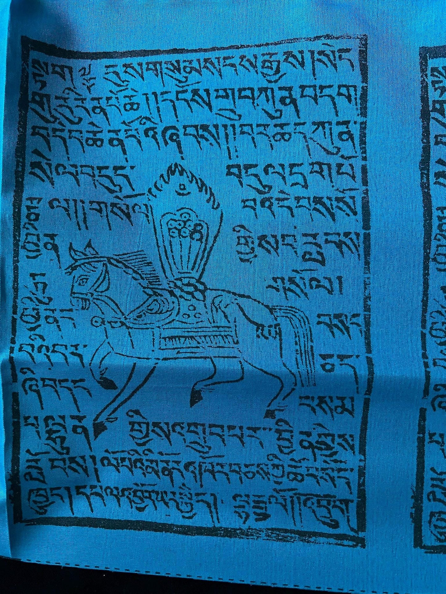 Tibetan Mountain Windhorse Prayer Flags | Traditional 4 images per Panel Design | almost 73 feet long | Tibet | 5 Color - The Incense Stick