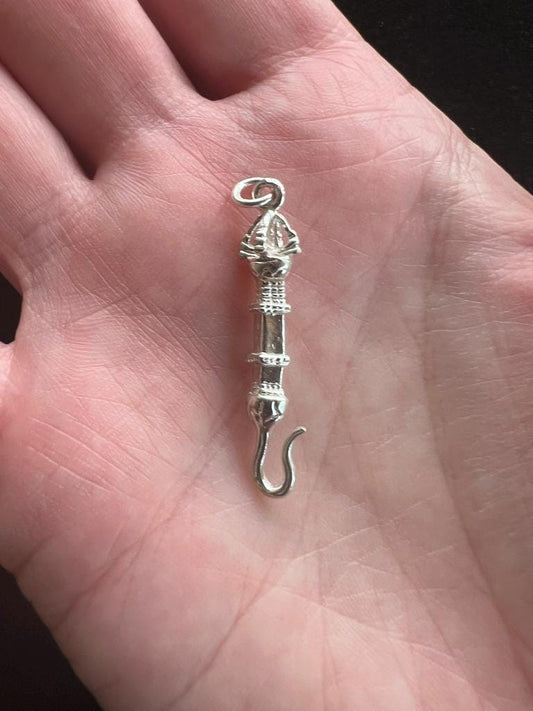 Silver Vajra Hook Pendant | 925 Sterling Silver | Approx. 1.25in | Magnetization | Pendant Only | Vajra Weapon | Kurukulle - The Incense Stick