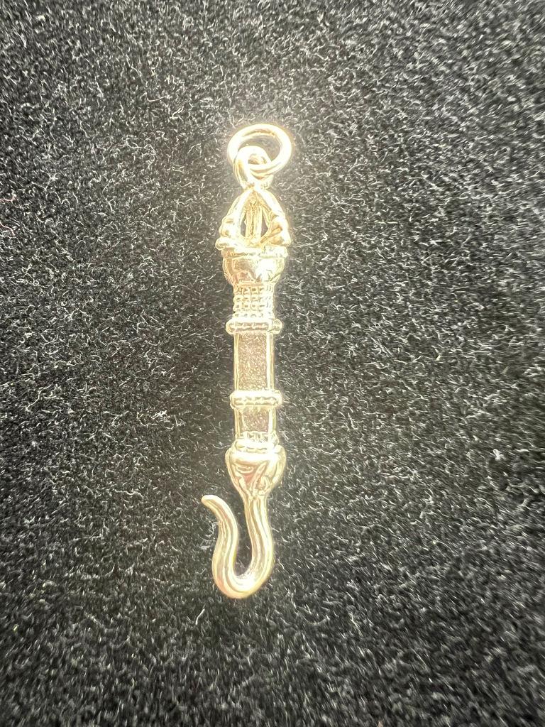 Silver Vajra Hook Pendant | 925 Sterling Silver | Approx. 1.25in | Magnetization | Pendant Only | Vajra Weapon | Kurukulle - The Incense Stick