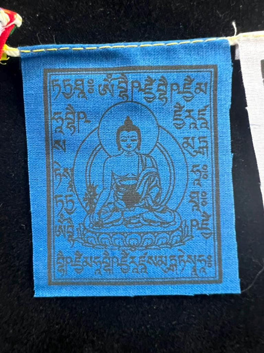 Tiny Medicine Buddha Tibetan Prayer Flags | 2.7in x 3.3in | 1 set of 10 flags | Nepal | - The Incense Stick