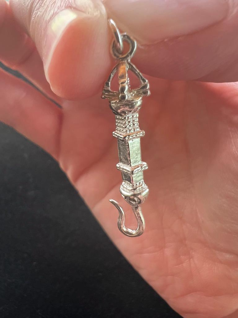 Silver Vajra Hook Pendant | 925 Sterling Silver | Approx. 1.25in | Magnetization | Pendant Only | Vajra Weapon | Kurukulle - The Incense Stick
