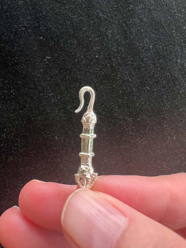 Silver Vajra Hook Pendant | 925 Sterling Silver | Approx. 1.25in | Magnetization | Pendant Only | Vajra Weapon | Kurukulle - The Incense Stick