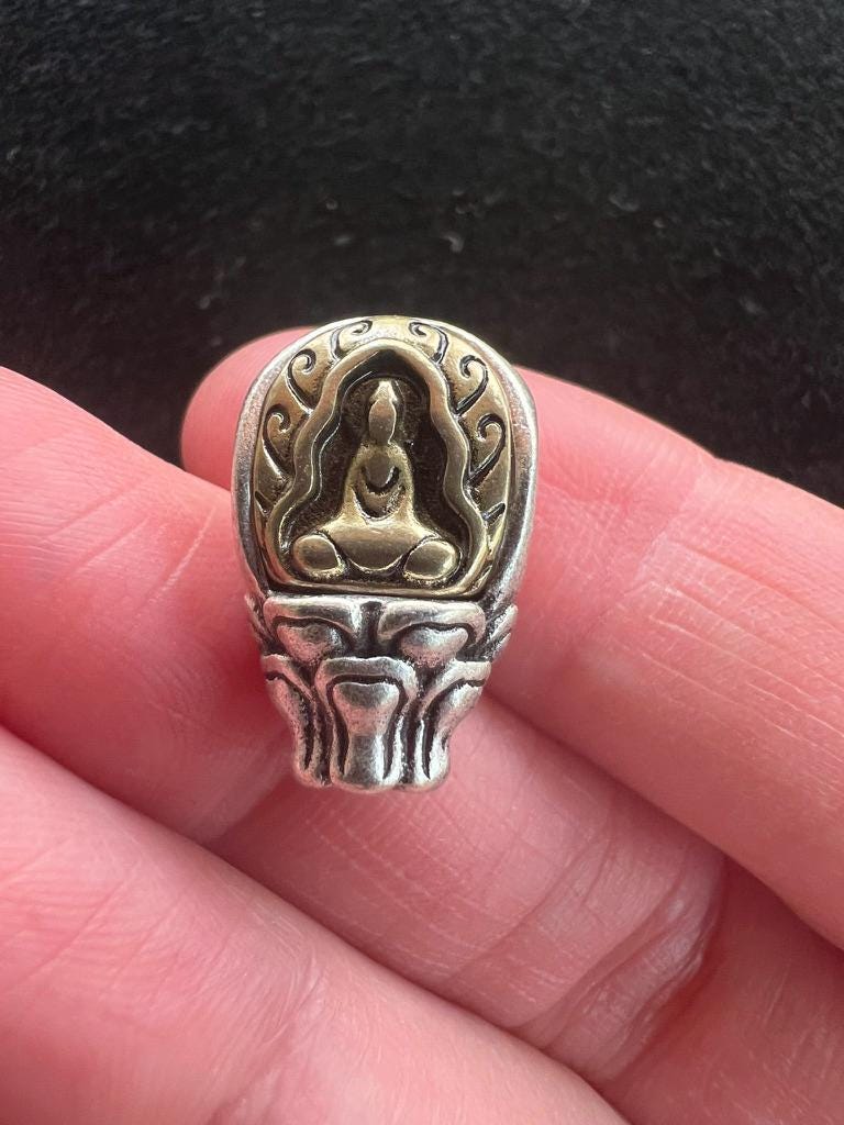 Buddha Guru Bead | Metal | Approx 3/4 inches Long by 1/2 inches Wide | Tibet - The Incense Stick