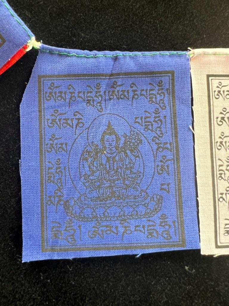 Tiny Chenrezig Tibetan Prayer Flags | 2.7in x 3.3in | 1 set of 10 flags | Nepal | Om Mani Padme Hung - The Incense Stick