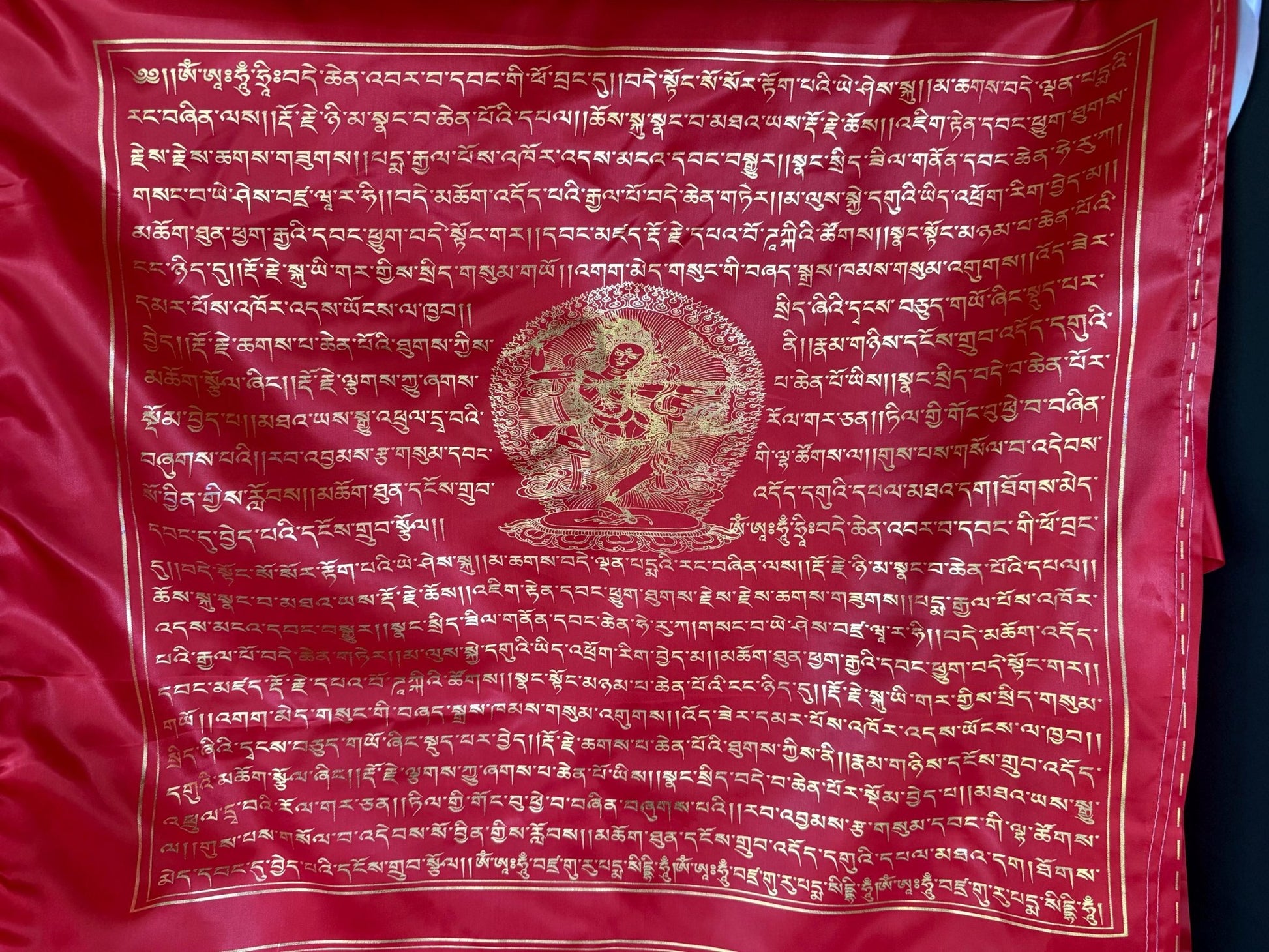 Huge Kurukulle TRIPLE Prayer Flag Banner |Great Cloud of Blessings| 28in x 60in | 1 single flag | Poly Silk | vertical flag | Wangdü Soldep - The Incense Stick