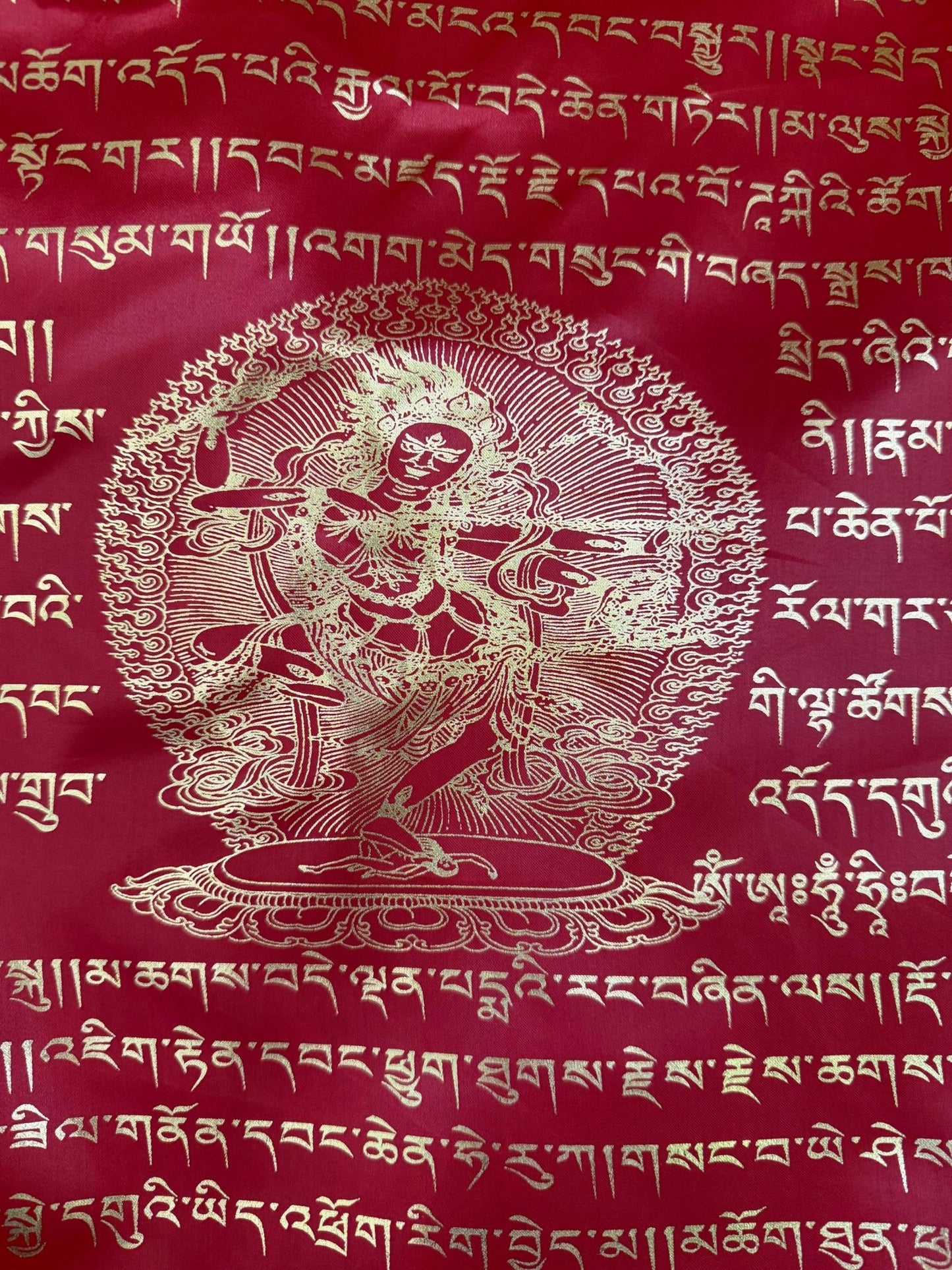 Huge Kurukulle TRIPLE Prayer Flag Banner |Great Cloud of Blessings| 28in x 60in | 1 single flag | Poly Silk | vertical flag | Wangdü Soldep - The Incense Stick