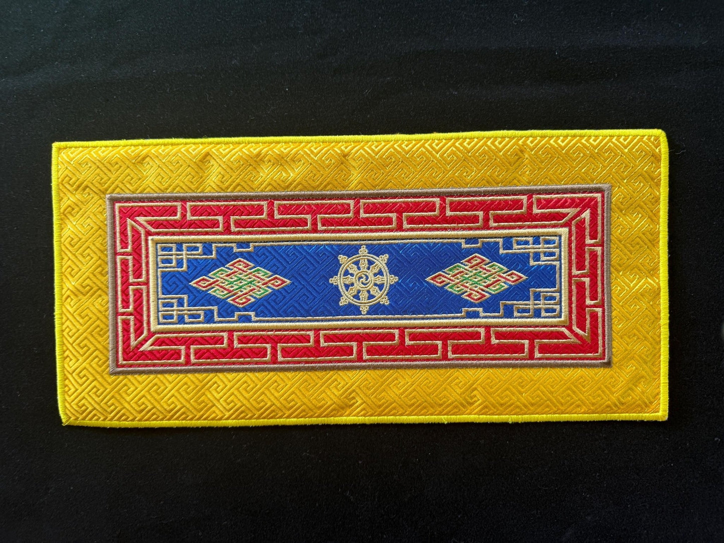 Endless Knots Bell & Dorje Mat | 15.25in x 7.25in | Table Brocade | Assorted - The Incense Stick