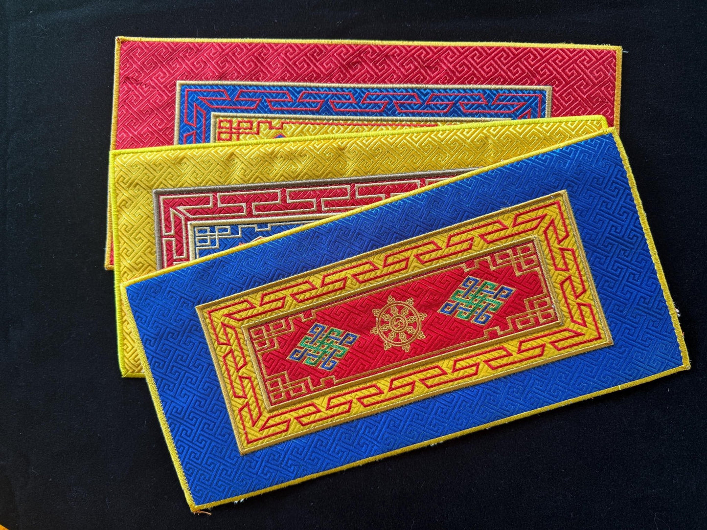 Endless Knots Bell & Dorje Mat | 15.25in x 7.25in | Table Brocade | Assorted - The Incense Stick