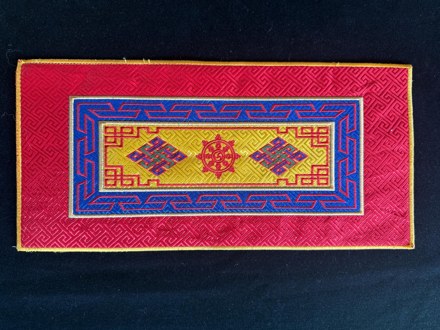 Endless Knots Bell & Dorje Mat | 15.25in x 7.25in | Table Brocade | Assorted - The Incense Stick