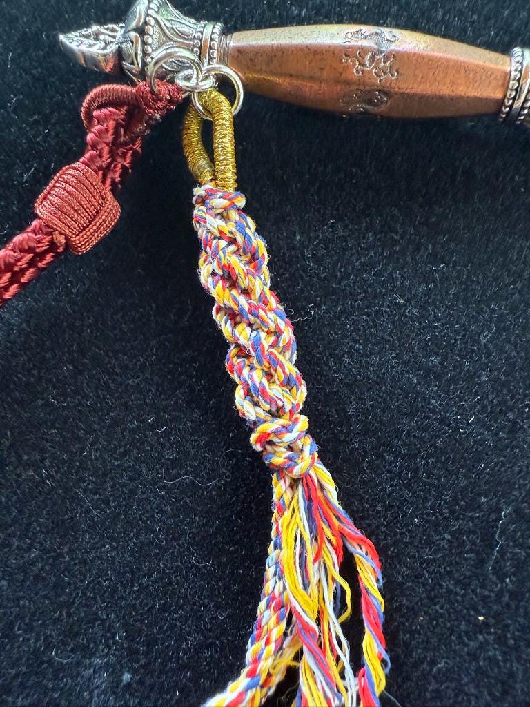 Tiny Gesar Whip Pendant | Approx 2.75 inches long x .50 inches wide | Tibet | Gau - The Incense Stick