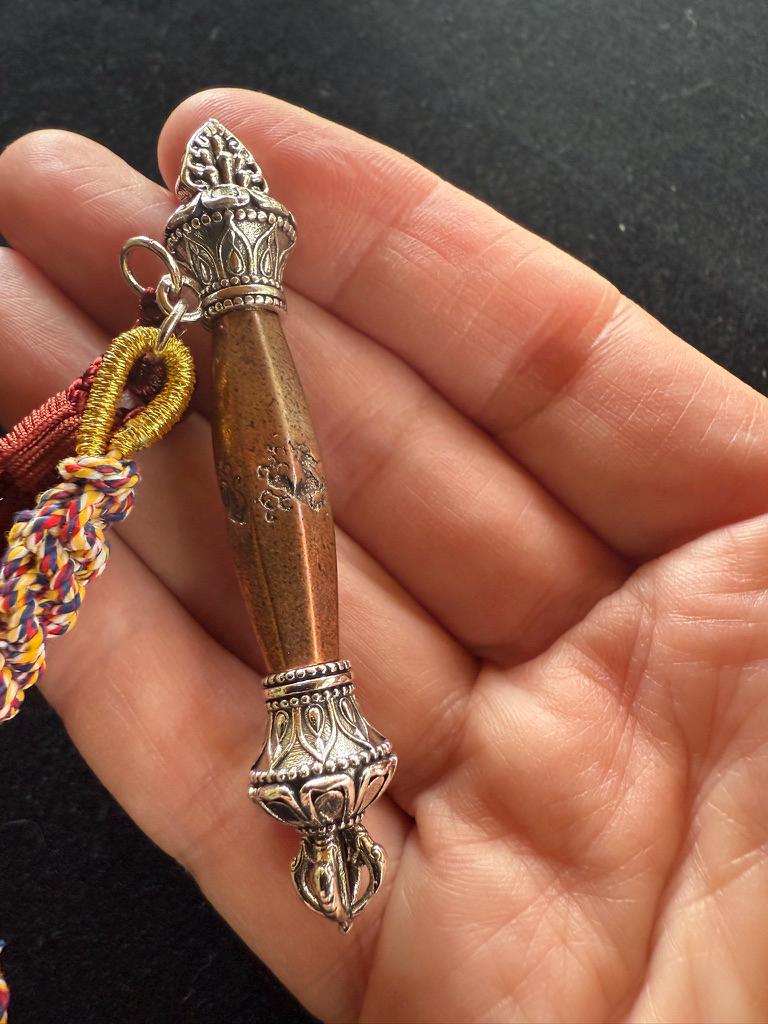 Tiny Gesar Whip Pendant | Approx 2.75 inches long x .50 inches wide | Tibet | Gau - The Incense Stick