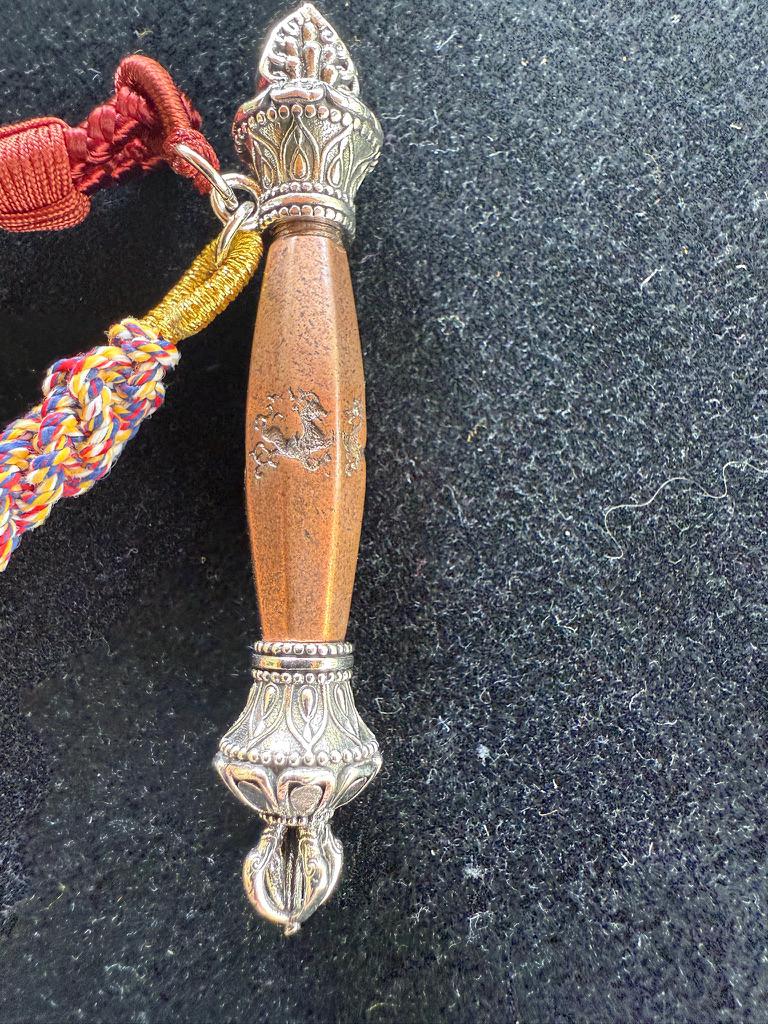 Tiny Gesar Whip Pendant | Approx 2.75 inches long x .50 inches wide | Tibet | Gau - The Incense Stick