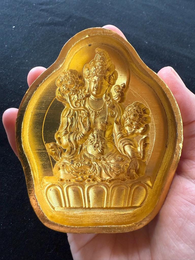 White Tara Tsa Tsa Mold | Metal Alloy | Approx 3 1/2 Inches High - The Incense Stick