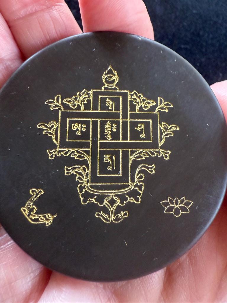 Naga Blessing Stone Disc | Bian Stone | Approx 2 inches in diameter | Tibet | Water Blessing - The Incense Stick