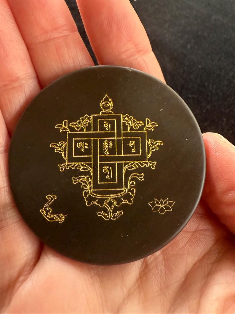 Naga Blessing Stone Disc | Bian Stone | Approx 2 inches in diameter | Tibet | Water Blessing - The Incense Stick
