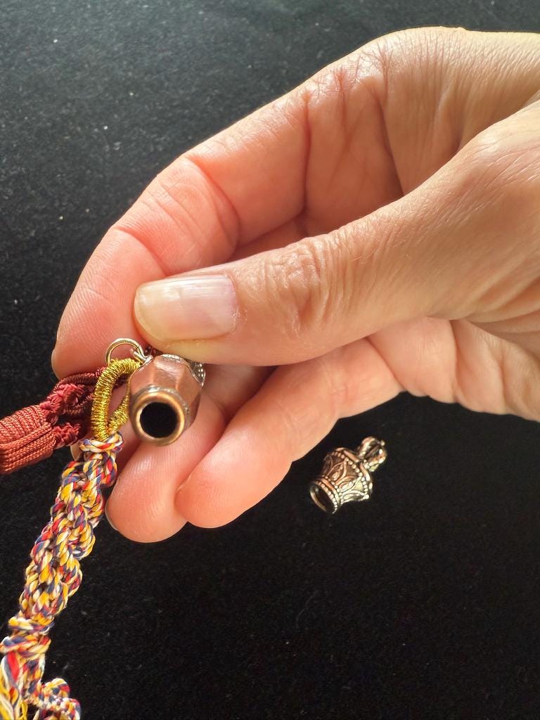 Tiny Gesar Whip Pendant | Approx 2.75 inches long x .50 inches wide | Tibet | Gau - The Incense Stick