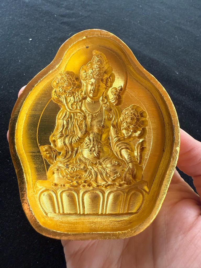 White Tara Tsa Tsa Mold | Metal Alloy | Approx 3 1/2 Inches High - The Incense Stick