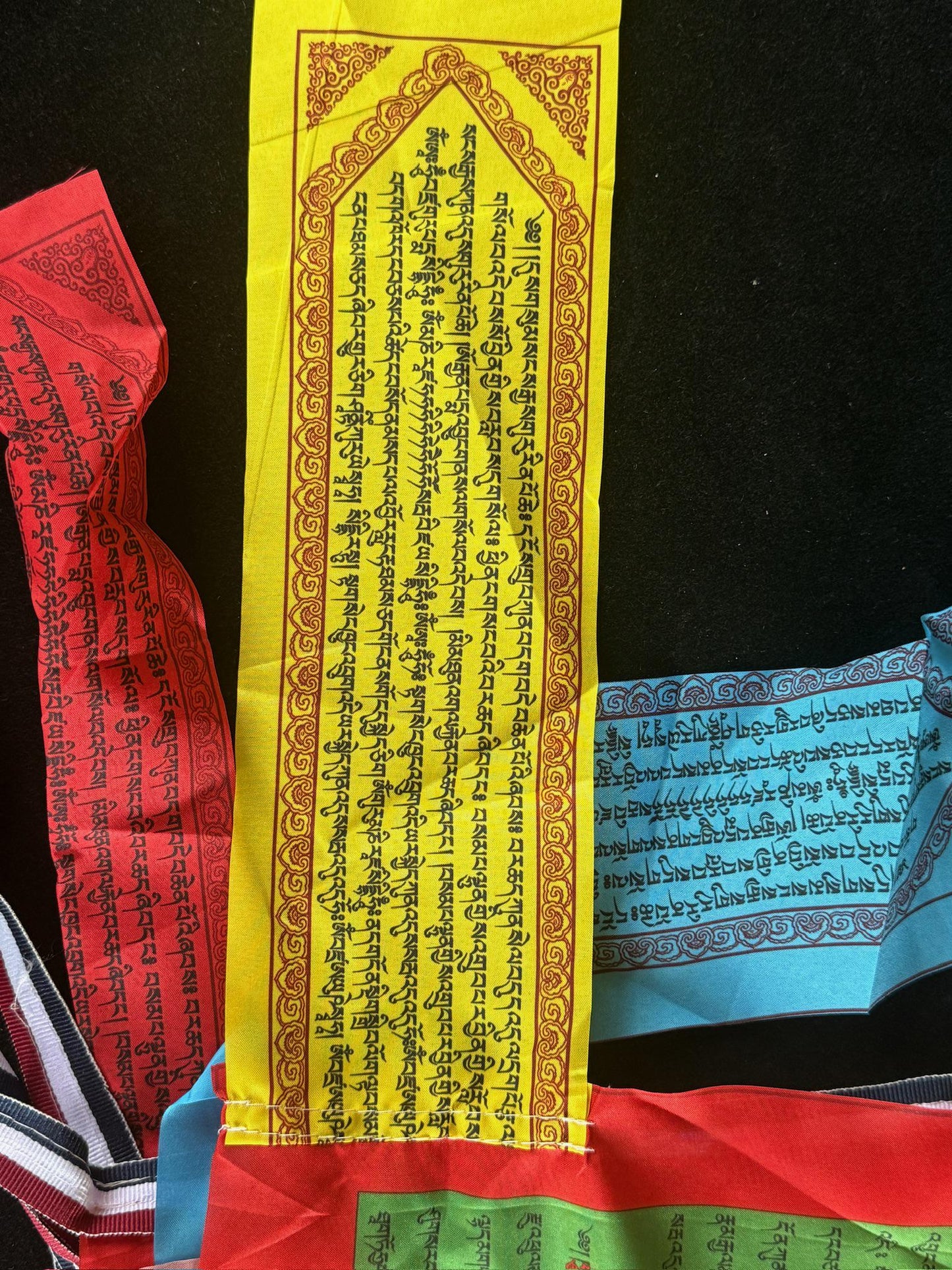 Huge Gesar DOUBLE Prayer Flag Banner | 28in x 72in | 1 single flag | Poly Silk | vertical flag or wall - The Incense Stick