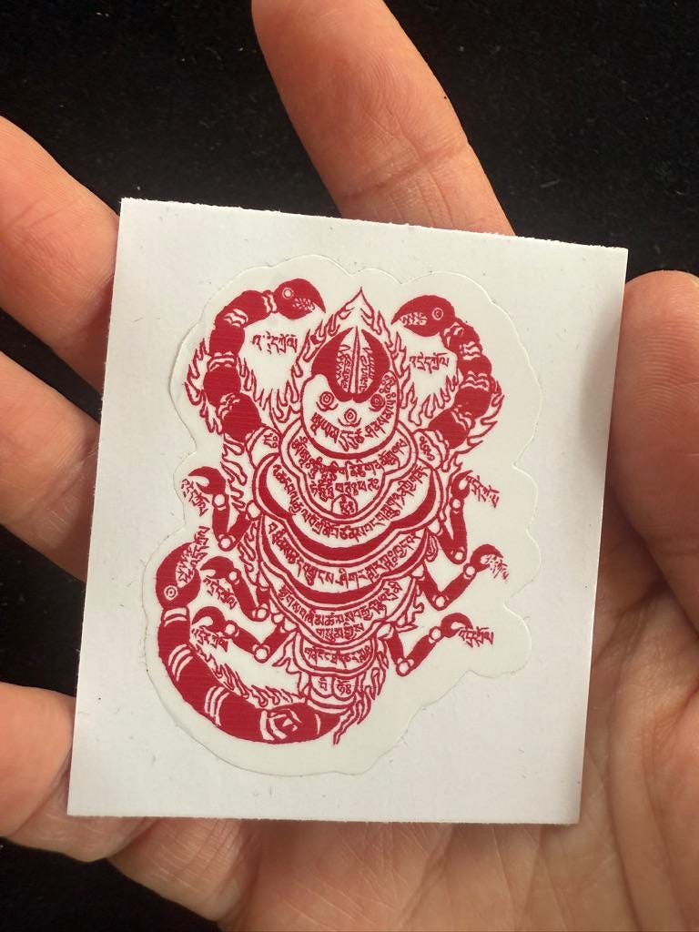 Nine - Headed Scorpion Protective Amulet Sticker | | Approx 1.75 in by 2.25 in | Protection Blessing | Ward off Harm | Guru Rinpoche - The Incense Stick