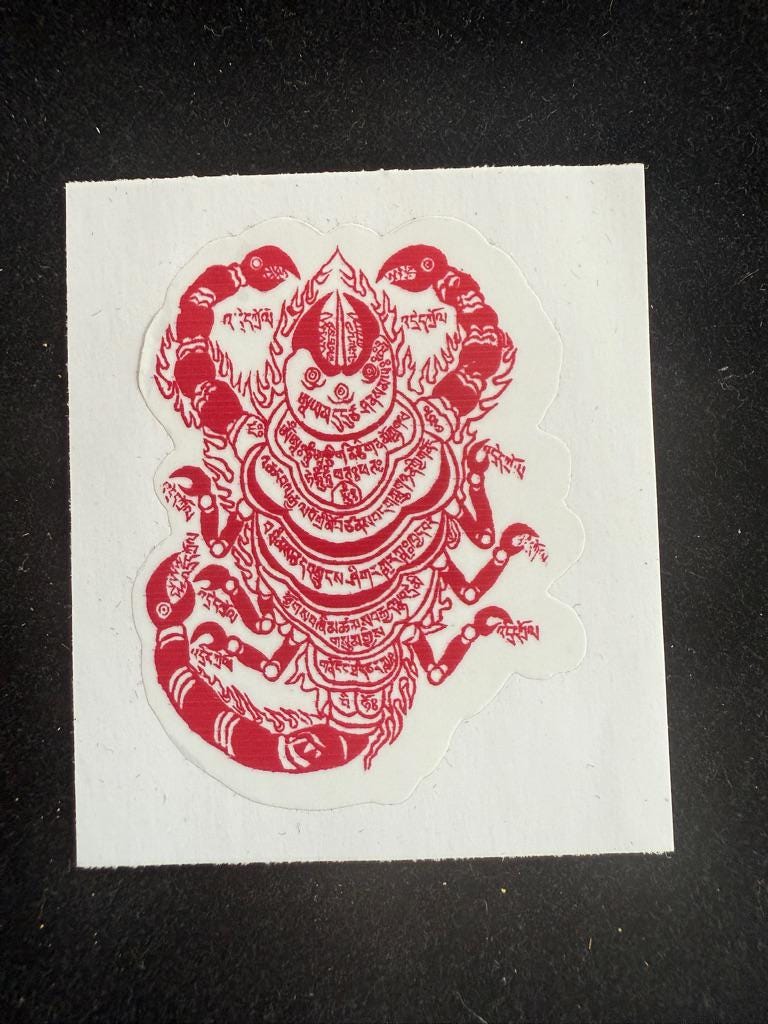 Nine - Headed Scorpion Protective Amulet Sticker | | Approx 1.75 in by 2.25 in | Protection Blessing | Ward off Harm | Guru Rinpoche - The Incense Stick
