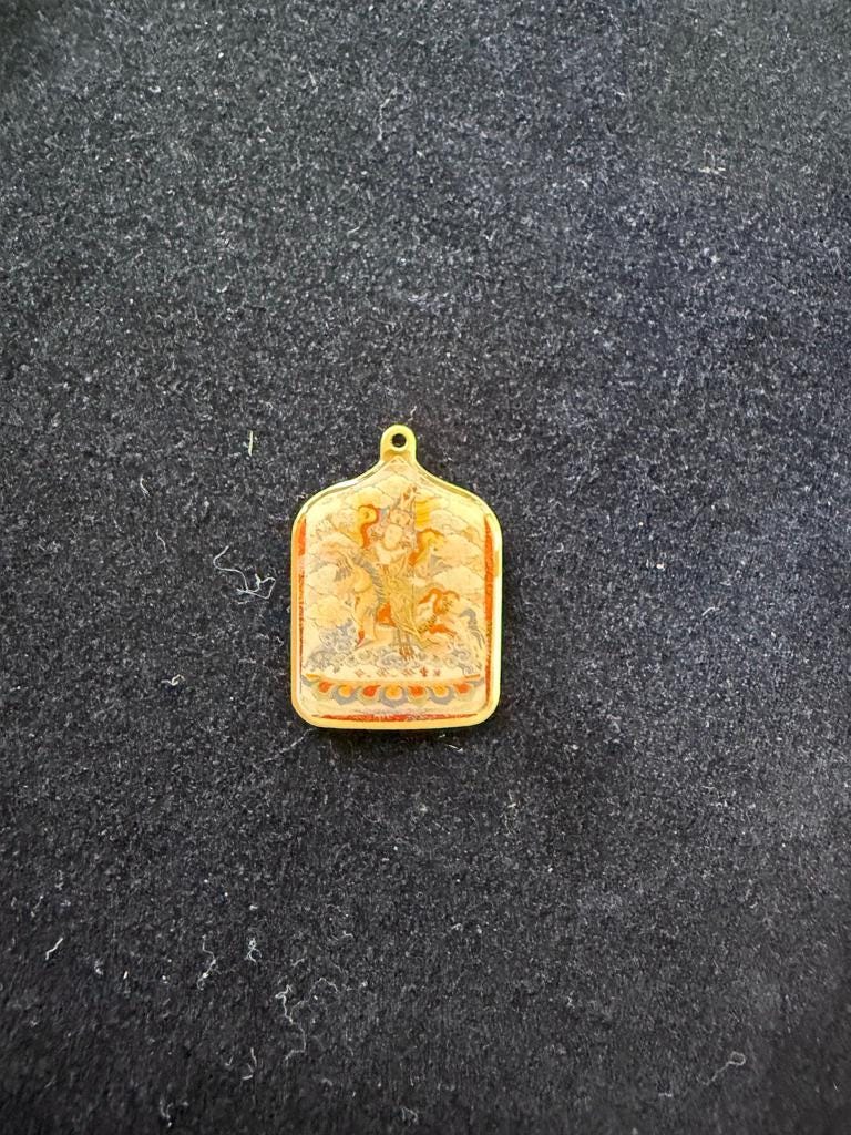 Guru Padmasambhava and Gesar Pendant | 2 sided | Approx 1 inches long x 1.25 inches wide | Tibet | Guru Rinpoche - The Incense Stick