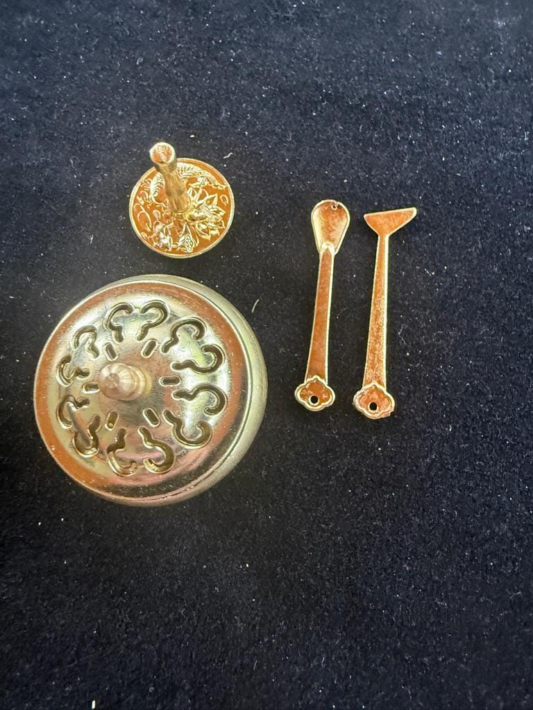 Mini Incense Seal Burner Set | Brass | Approx. 1.75 inches wide x 1.75 inches high | Incense Trails | Sample Ash and Incense Powder Included - The Incense Stick