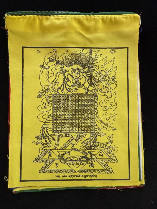 Lion - Faced Dakini Protective Amulet Prayer Flags | Tibetan Prayer Flags | 6in x 7.5in | 1 set of 10 five color flags | Singhamukha - The Incense Stick