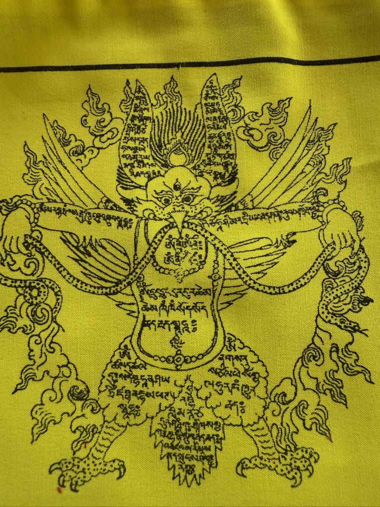 Garuda Protective Amulet Prayer Flags | Tibetan Prayer Flags | 6in x 7.5in | 1 set of 10 five color flags | nyenrim - The Incense Stick