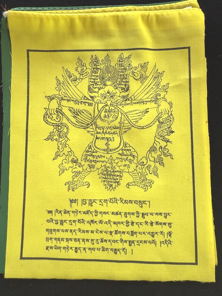Garuda Protective Amulet Prayer Flags | Tibetan Prayer Flags | 6in x 7.5in | 1 set of 10 five color flags | nyenrim - The Incense Stick