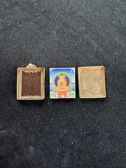Tiny Thangka Buddha Shakyamuni Locket Pendant | Approx 1.5 in by 2 in | Nepal | Gau - The Incense Stick