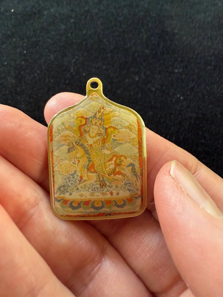 Guru Padmasambhava and Gesar Pendant | 2 sided | Approx 1 inches long x 1.25 inches wide | Tibet | Guru Rinpoche - The Incense Stick