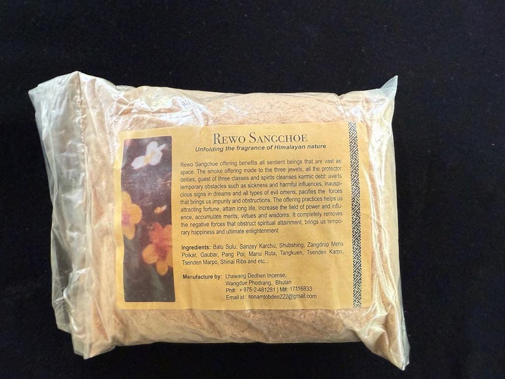 Riwo Sangchoe Powder| Bhutanese Himalayan Style Incense | 220 grams | Lhawang Dedhen Incense | Rewo Sangchoe - The Incense Stick
