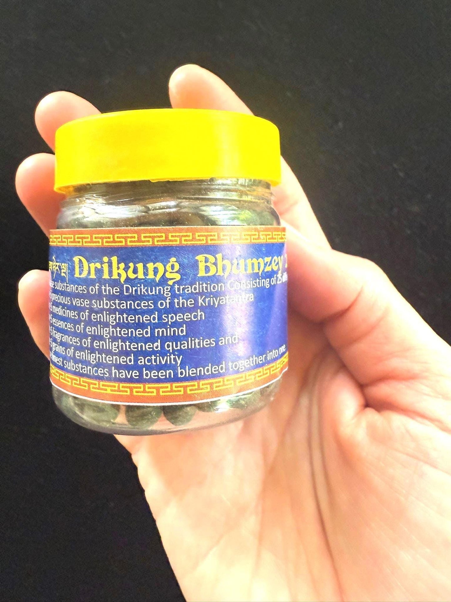 Drikung Bhumzey 25 pills | 1.75 ounces including the jar | Drikung Sorig Amrita Herbal Product - The Incense Stick
