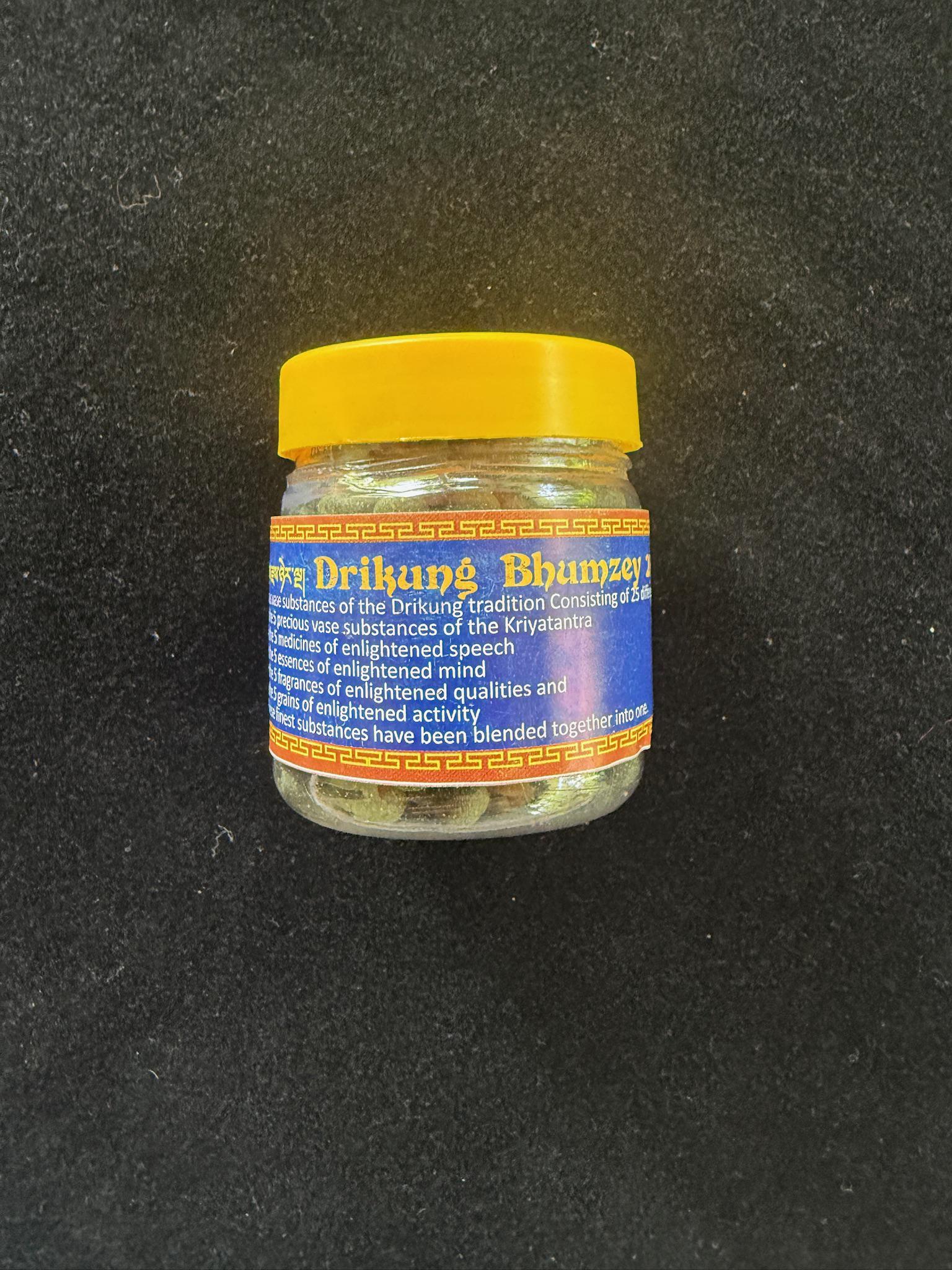 Drikung Bhumzey 25 pills | 1.75 ounces including the jar | Drikung Sorig Amrita Herbal Product - The Incense Stick