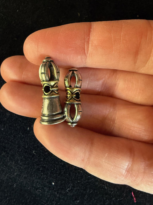 Dorje and Bell Bead Bead Set | Metal | Approx 3/4 inches Long by 1/4 inches Wide | Tibet - The Incense Stick